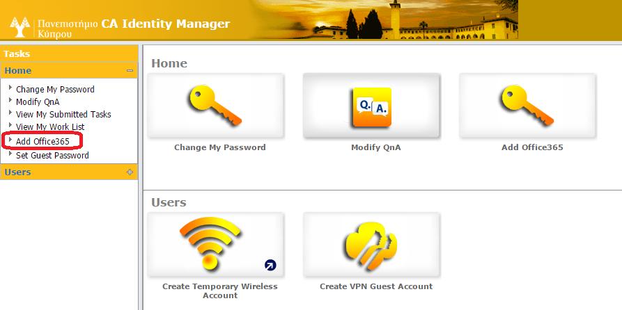 5. Επιλογή Add Office365.