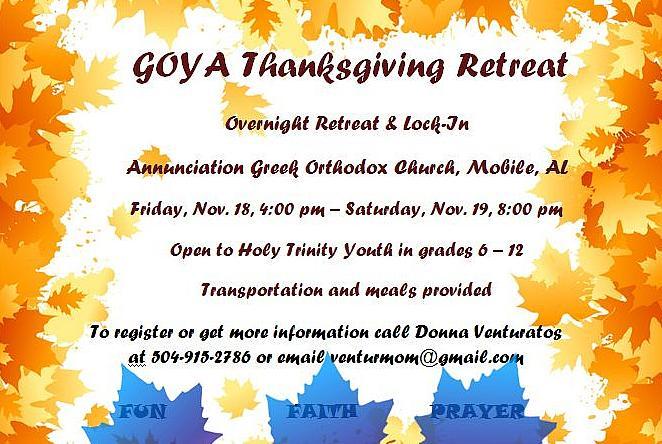 Holy Trinity Greek Orthodox Cathedral New Orleans, Louisiana OCTOBER 30, 2016 FIFTH SUNDAY OF LUKE Sunday, October 30 ~ 9:00 am Orthros, 10:00 am Divine Liturgy Parish Council on Duty M.