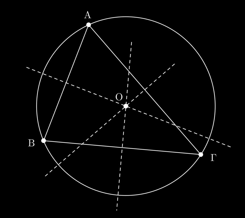 (βʹ) M AΓ. AB + AΓ (γʹ) M =. 2 9.2.2 ΧΑΡΑΚΤΗΡΙΣΤΙΚΑ ΣΗΜΕΙΑ ΤΡΙΓΩΝΟΥ ΠΡΟΤΑΣΕΙΣ 1. Οι τρεις μεσοκάθετοι των πλευρών ενός τριγώνου διέρχονται από το ίδιο σημείο.
