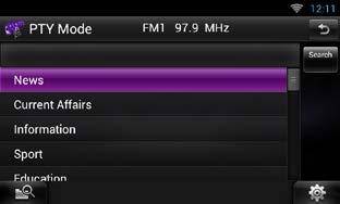 ÑÑ البحث بحسب نوع البرنامج )موالف FM فقط( أثناء الستماع إلى محطات FM يمكنك موالفة محطة ما ذات نوع برنامج معين. 4 المس [ ] في نافذة التحكم. فتظهر قائمة الوظائف المتعددة.