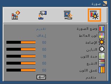 مفاتيح تحكم المستخدم الصورة وضع الصورة هناك العديد من إعدادات المصنع المسبقة المفضلة لعدد كبير من الصور. استخدم زر لتحديد العنصر.