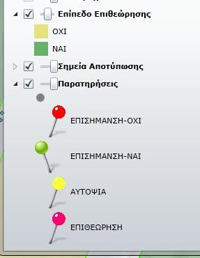 Οι Επιθεωρητές εισάγουν τις παρατηρήσεις και τα σχόλιά τους ως επισημάνσεις (πινέζες). 4 κατηγορίες επισημάνσεων 1.