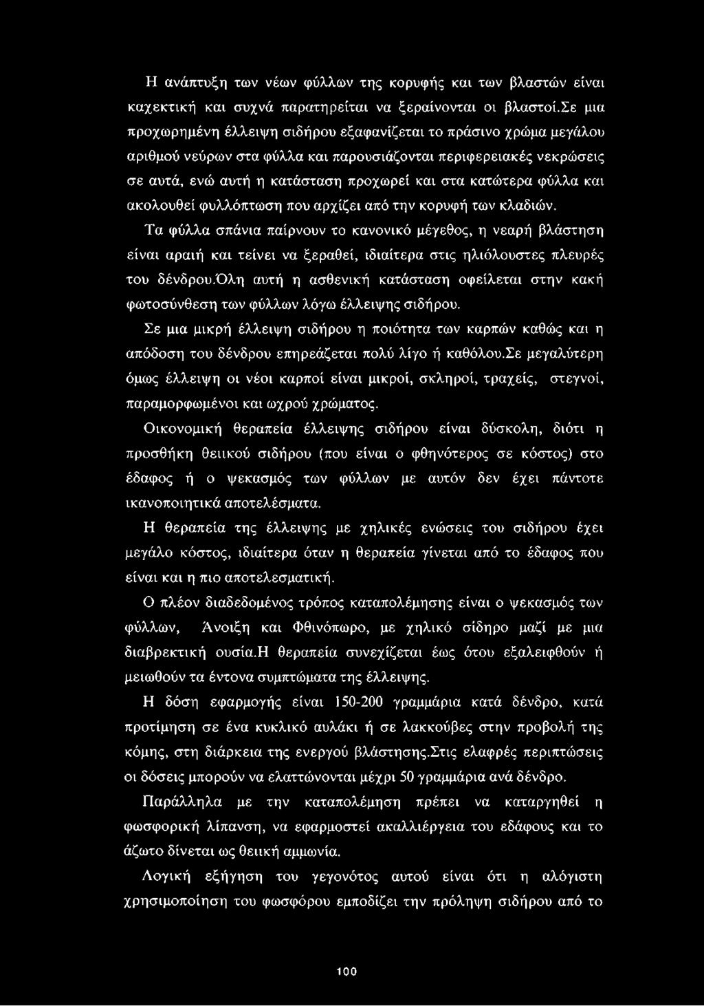 φύλλα και ακολουθεί φυλλόπτωση που αρχίζει από την κορυφή των κλαδιών.