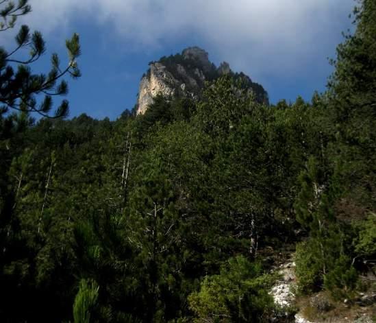 Καθώς η διαδρομή συναντά το πρώτο γουμαροστάλι κάνει στροφή 90 για να κινηθεί κοντά στην ράχη. Αριστερά ξεκινά το μονοπάτι που συνδέει αυτή τη θέση με την θέση Μαγαλιά επί του διεθνούς μονοπατιού Ε4.