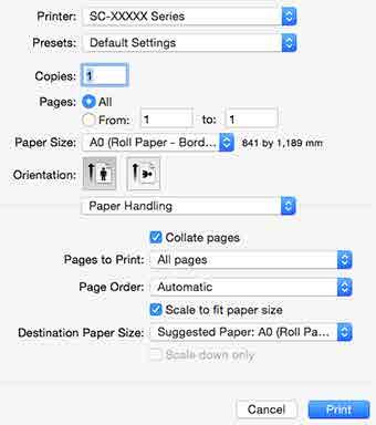 Επιλογές εκτύπωσης B Επιλέξτε το μέγεθος του χαρτιού που έχει τοποθετηθεί στον εκτυπωτή από τη λίστα Output Paper (Χαρτί εξόδου).