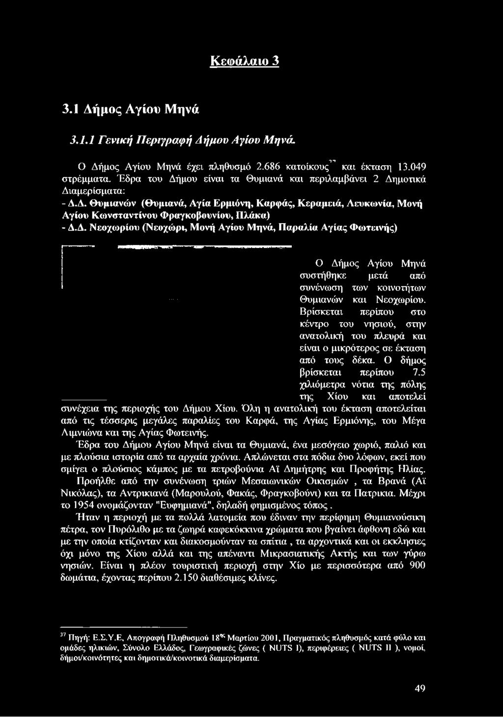 Βρίσκεται περίπου στο κέντρο του νησιού, στην ανατολική του πλευρά και είναι ο μικρότερος σε έκταση από τους δέκα. Ο δήμος βρίσκεται περίπου 7.