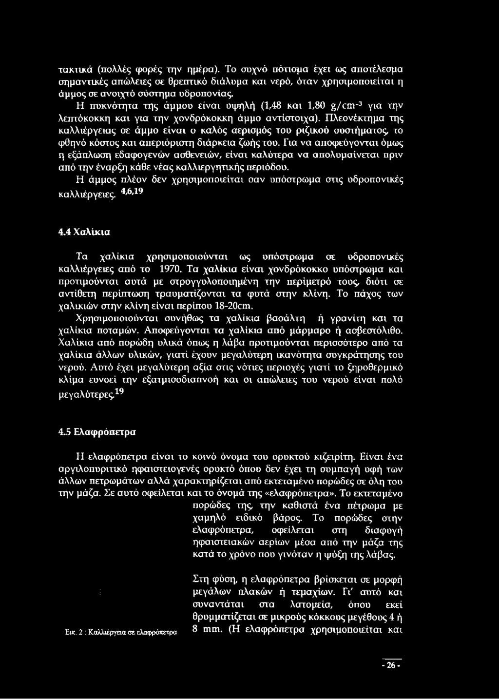 Πλεονέκτημα της καλλιέργειας σε άμμο είναι ο καλός αερισμός του ριζικού συστήματος, το φθηνό κόστος και απεριόριστη διάρκεια ζωής του.