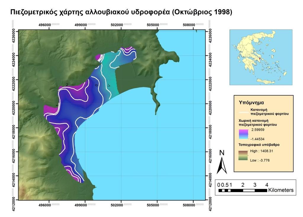 οπωροκηπευτικών. Τέτοιες είναι οι περιοχές του Βρανά και του Κάτω Σουλίου κάθε γεώτρηση στο μοντέλο αντλεί με ρυθμό -100 m 3 /day. Σχήμα 7.