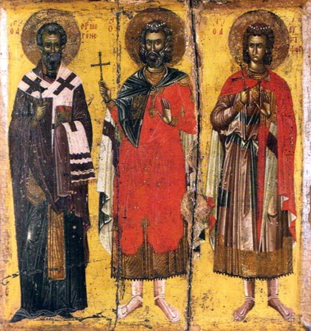 ΑΚΟΛΟΥΘΙΑ ΑΓΙΩΝ ΜΗΝΑ ΚΑΛΛΙΚΕΛΑΔΟΥ ΕΡΜΟΓΕΝΟΥΣ ΚΑΙ ΕΥΓΡΑΦΟΥ Ημερομηνία Πανηγύρεως 10 Δεκεμβρίου ΕΝ ΤΩ ΜΙΚΡΩ ΕΣΠΕΡΙΝΩ Μετὰ τὸν Προοιμιακόν, εἰς τὸ Κύριε ἐκέκραξα ἱστῶμεν στίχους δ, καὶ ψάλλομεν τὰ ἑξῆς