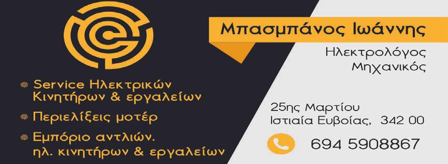 6 ΣΤΕΦΑΝΗΣ ΣΤΕΦΑΝΟΣ Πευκί Ιστιαία... 22260 41577 ΤΖΟΒΑΝΝΑ Φιλελλήνων 35, Λ. Αιδηψού... 22260 24501 ΤΣΙΡΟΓΙΑΝΝΙΔΗΣ ΚΩΝ/ΝΟΣ Ερμού 39, Λ. Αιδηψού... 22260 22610 ΦΟΥΛΗ Τοποθεσία Φτέρη, Αγ.