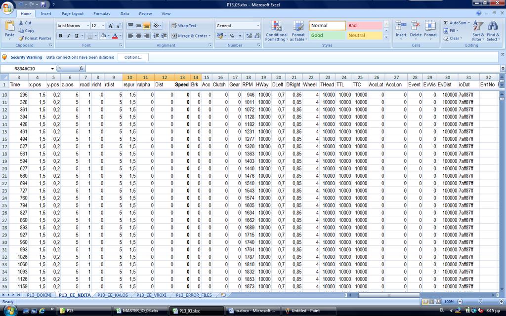 ΚΕΦΑΛΑΙΟ 4 ΣΥΛΛΟΓΗ ΚΑΙ ΕΠΕΞΕΡΓΑΣΙΑ ΣΤΟΙΧΕΙΩΝ ΕΙΚΟΝΑ 4.18: Εισαγωγή μετρήσεων στο Excel-Αρχείο πειράματος. 4.3.2.