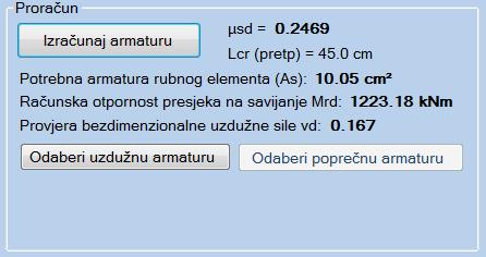 Slika 2.42. Izračunata potrebna armatura zida Dobivenu armaturu je potrebno postaviti na oba ruba zida zbog toga što ne možemo previdjeti smjer potresnog djelovanja.