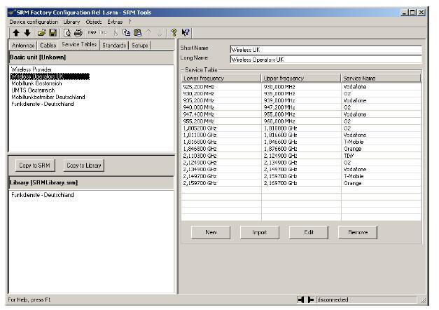 Το λογιςμικό SRM Tools παρζχει ακόμθ τθ δυνατότθτα για ειςαγωγι και διαχείριςθ μζχρι και 20 λιςτϊν «Antenna Factor» για κεραίεσ που δεν είναι τθσ εταιρείασ καταςκευισ τθσ ςυςκευισ (Narda).