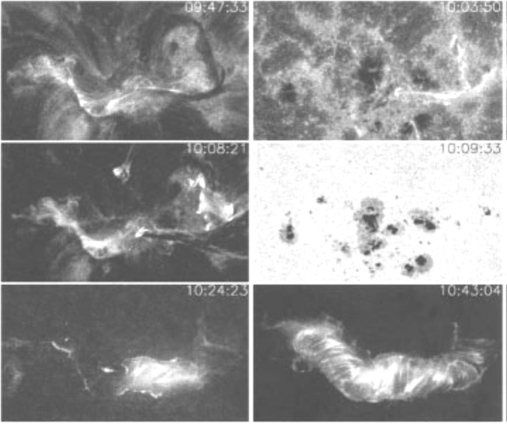 TRACE images before and during the flare.