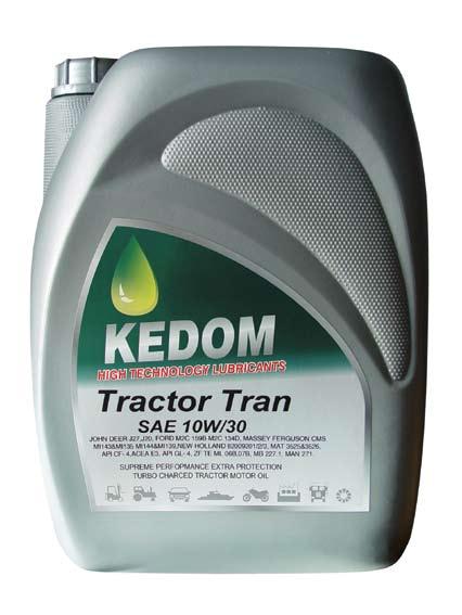 Γεωργικών μηχανημάτων TRACTOR TRAN 10W30 TRACTOR TRAN 10W30 TRACTOR TRAN 20W30 TRACTOR TRAN 20W30 Για γρανάζια μετάδοσης κίνησης (γραναζοκιβώτια διαφορικά) και υδραυλικά συστήματα των τρακτέρ.