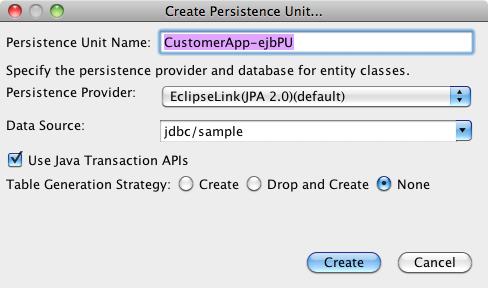 Δημιουργία κλάσεων οντοτήτων από την βάση δεδομένων (5/7) 5. Πατήστε στο κουμπί Create Persistence Unit.