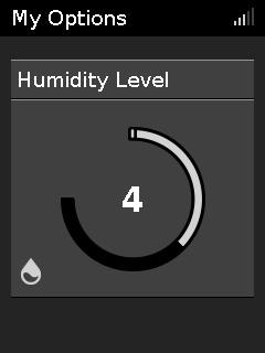 Humidity Level (Επίπεδο υγρασίας) Ο υγραντήρας υγραίνει τον αέρα και έχει σχεδιαστεί για να κάνει τη θεραπεία σας πιο άνετη. Εάν ξηραίνετε η μύτη ή το στόμα σας, αυξήστε την υγρασία.