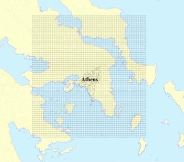 Το πλέγµα που καλύπτει την Ελλάδα αποτελείται από 98 x 18 κυψελίδες, ενώ αυτό της Αθήνας από 62 x 62 κυψελίδες.