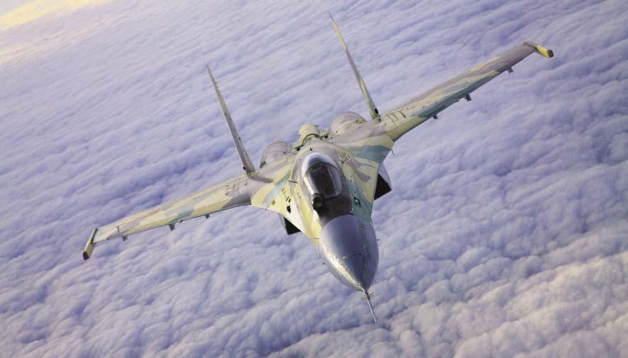 Α/Φ Sukhoi Su-35E. Το σύστημα IRST OLS-35 διακρίνεται εμπρός δεξιά του αλεξήνεμου. Έχει δυνατότητα αποκάλυψης Α/Φ χωρίς afterburner σε αποστάσεις 50 90 χλμ.