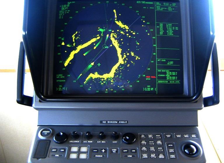κεραίας του Radar. Οι τομείς σκιάς δημιουργούνται απ τις υπερκατασκευές του πλοίου, οι οποίες βρίσκονται στον ορίζοντα της κεραίας.