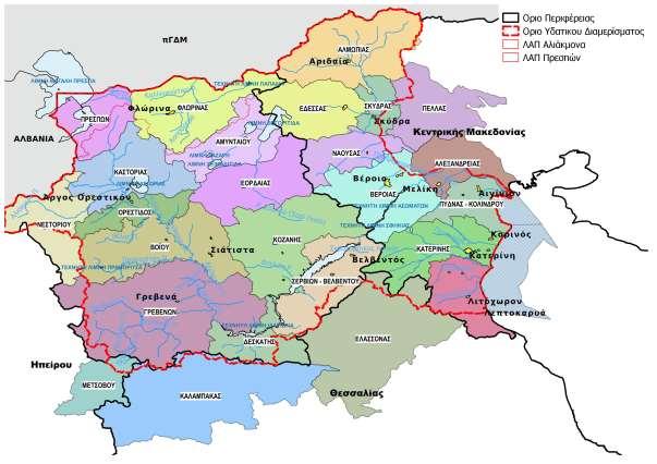 Χάρτης 5: Διοικητική Διαίρεση του ΥΔ EL09 σε επίπεδο Δήμων Ο Πίνακας 3-2 που ακολουθεί εμφανίζει το μόνιμο 15 πληθυσμό των Καλλικρατικών Δήμων του Υδατικού Διαμερίσματος Δυτικής Μακεδονίας καθώς και