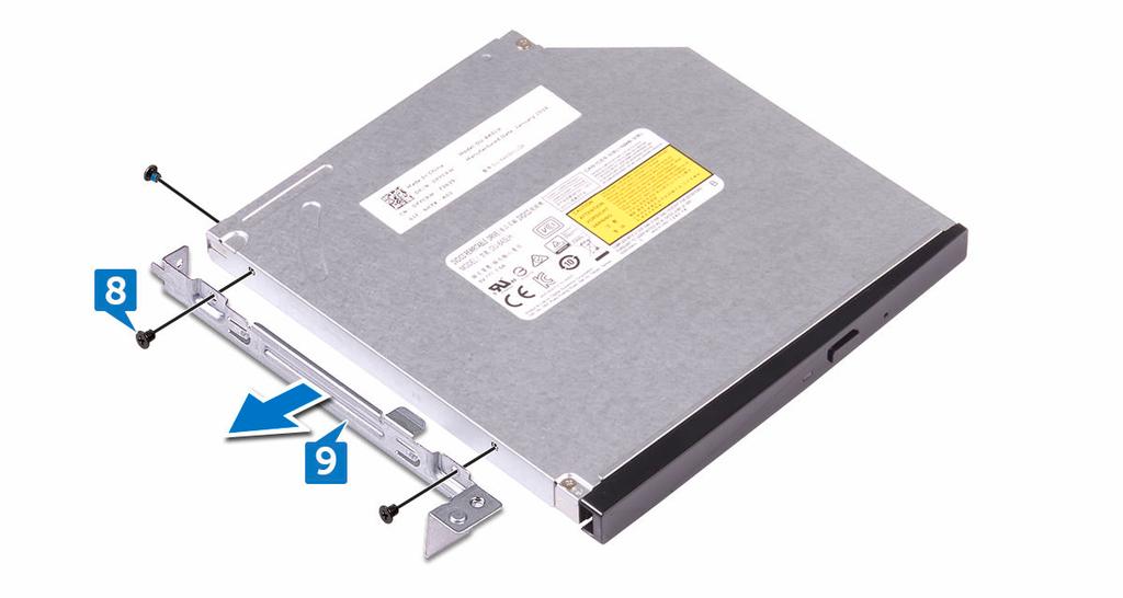9 Lift the optical-drive bracket off the optical drive.