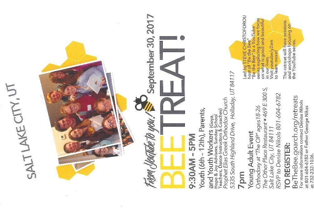 YOUNG ADULT & YOUTH MINISTRIES **First Day of Sunday School** September 17 th Registration and class will be the
