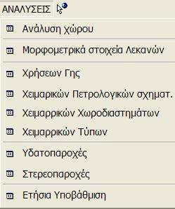 Ο υπολογισμός των μέγιστων αναμενόμενων υδατοπαροχών για το σύνολο των λεκανών απορροής πραγματοποιείται επιλέγοντας από το μενού ΑΝΑΛΥΣΕΙΣ/Υδατοπαροχών το κουμπί εντολών «Καταμέτρηση» (Εικόνα 37).