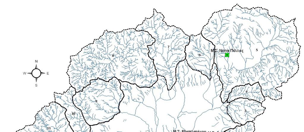 Σχήμα 9: Οι θέσεις των μετεωρολογικών σταθμών της περιοχής έρευνας.