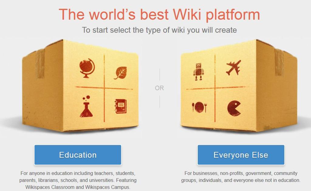 1. Εκκίνηση του Wikispaces Για να δημιουργήσουμε ένα νέο wiki επισκεπτόμαστε τη σελίδα wikispaces.com.