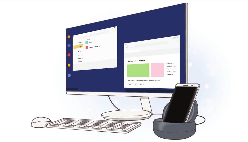 Εφαρμογές και ιδιότητες Samsung DeX Το Samsung DeX είναι μια υπηρεσία που σας επιτρέπει να χρησιμοποιείτε το smartphone σας όπως έναν υπολογιστή, συνδέοντάς το σε μια εξωτερική οθόνη, όπως σε