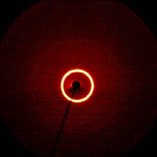 phase at T = 120 ºC; the left picture shows wide angle pattern, the right