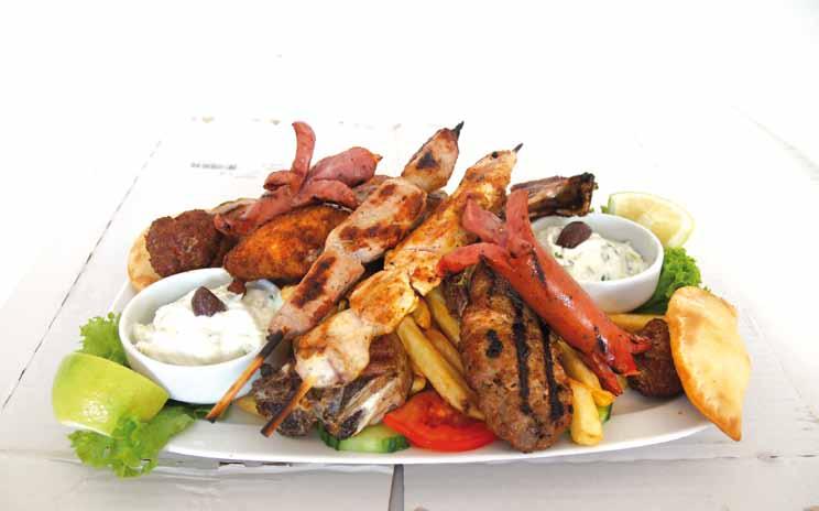 cheese, potatoes and rice Lamb kebab with pita, onions, french fries and yogurt sauce Meatballs with french fries Chicken fillet with rice and sautéed vegetables Chicken