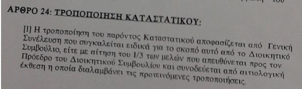 Σε περίπτωση ισοψηφίας η απόφαση λαμβάνεται με κλήρο. Σε περίπτωση ένστασης αποφασίζει η Γενική Συνέλευση.