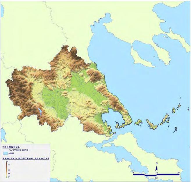 Σχήμα 3. 2: Γεωμορφολογικός χάρτης Υδατικού διαμερίσματος (08) 3.2 Καταγραφή λεκανών απορροής ποταμού στο Υ.Δ. της Θεσσαλίας (08) Η καταγραφή των λεκανών απορροής ποταμού (ΛΑΠ) στο ΥΔ.