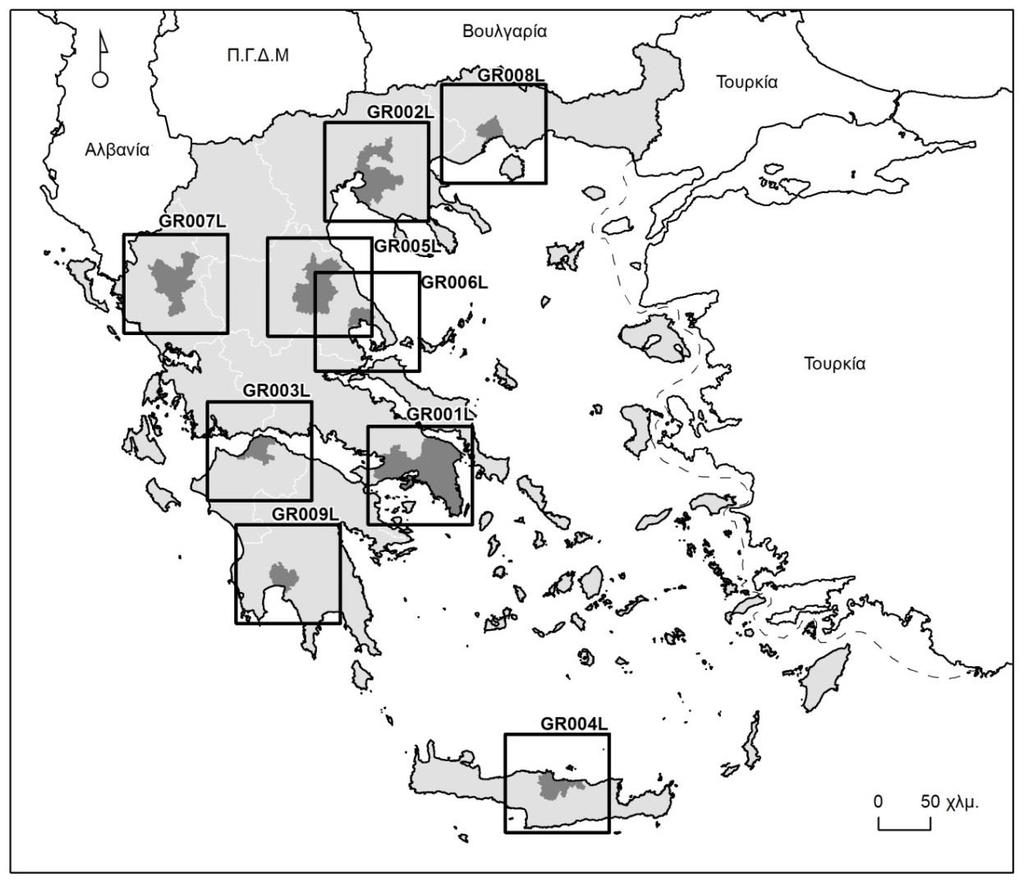 Μέθοδος Χάρτης 1: Περιοχές μελέτης Πηγή: Urban Atlas, geodata.gov.