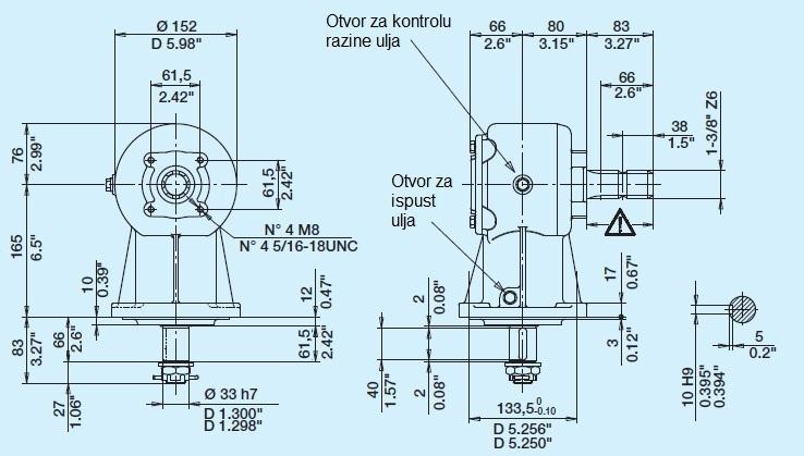 4.5. Izbor kutnog prijenosnika (multiplikatora) Kako je prethodno pokazano da bi se postigla potrebna brzina vrtnje tanjura s noževima od n k = 1000.