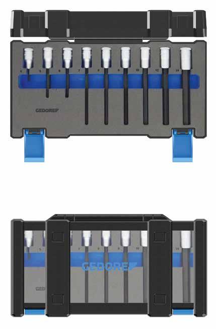 4 5 Σετ κατσαβίδια 1/2" της GEDORE: σαφήνεια στην παρουσίαση και ευρύ φάσμα εφαρμογών Το σετ κατσαβίδια IN 19-9 της GEDORE περιλαμβάνει εννιά καρυδάκια με μύτες κατσαβιδιού για μακριές βίδες άλλεν