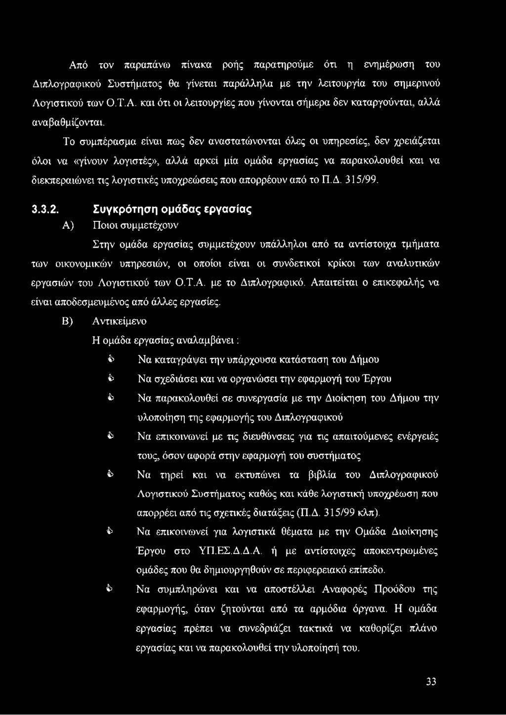 που απορρέουν από το Π.Δ. 315/99. 3.3.2.