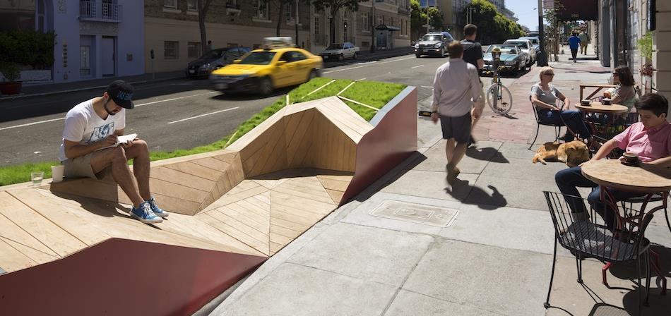 Εικόνα 4.3.1: Parklets που αντικαθιστούν τους χώρους στάθμευσης στο Σαν Φρανσίσκο Πηγή: www.google.