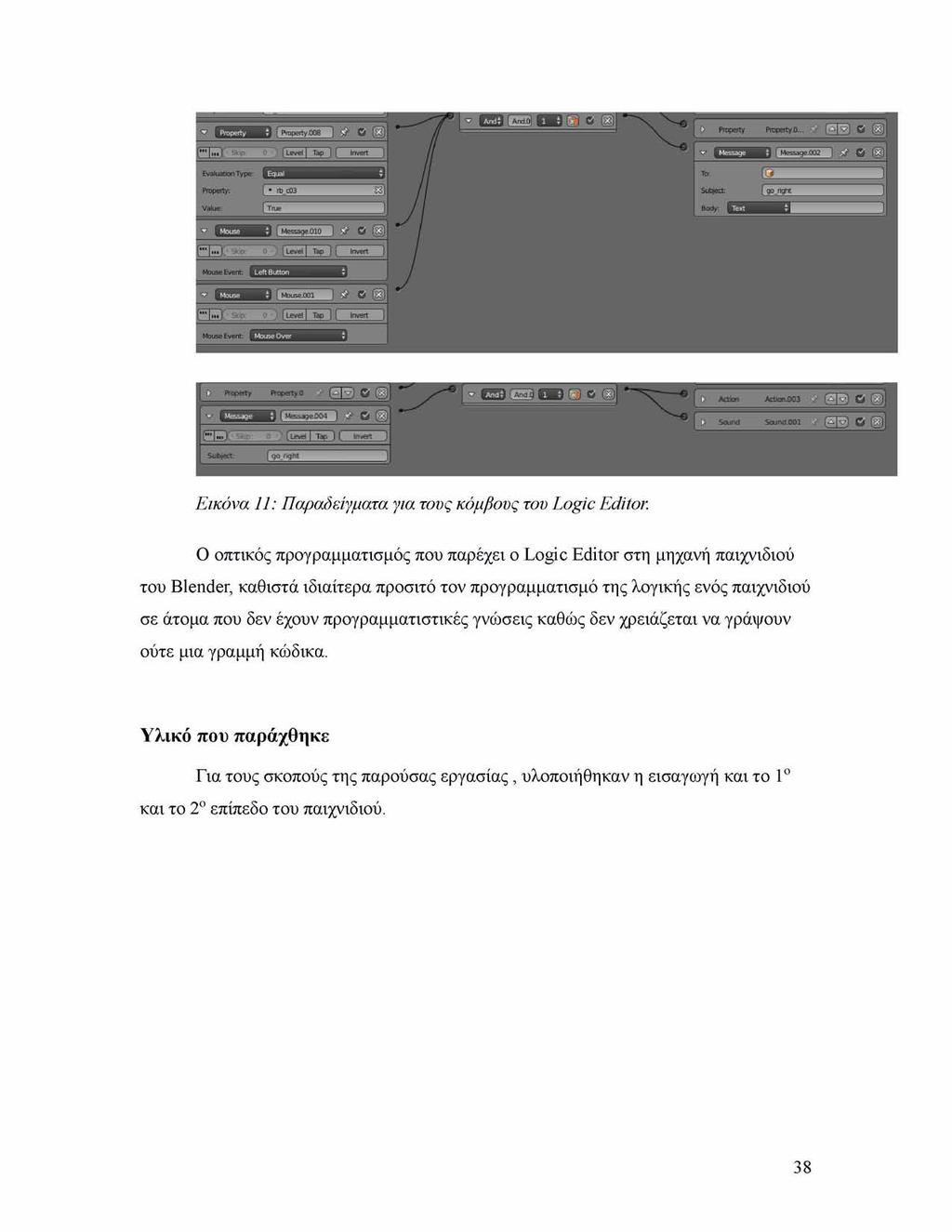 Εικόνα 11: Παραδείγματα για τους κόμβους του Logic Editor.