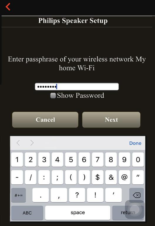 7 Βεβαιωθείτε ότι η συσκευή ios είναι συνδεδεμένη στο δίκτυο Philips_Install και ανοίξτε ξανά το Philips AirStudio+ Lite.