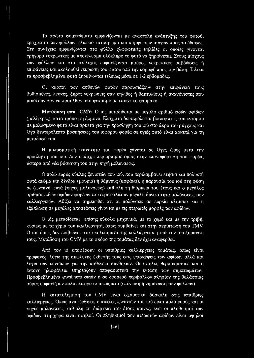 Στους μίσχους των φύλλων και στο στέλεχος εμφανίζονται μαύρες νεκρωτικές ραβδώσεις ή επιφάνειες και ακολουθεί νέκρωση του φυτού από την κορυφή προς την βάση.
