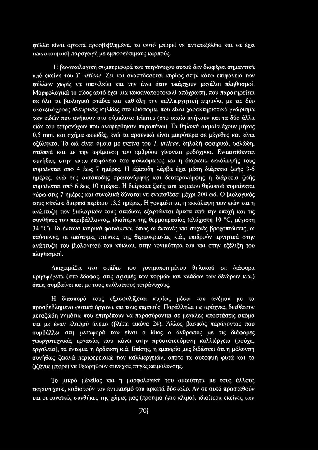 Ζει και αναπτύσσεται κυρίως στην κάτω επιφάνεια των φύλλων χωρίς να αποκλείει και την άνω όταν υπάρχουν μεγάλοι πληθυσμοί.