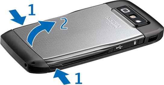 Ρύθµιση της συσκευής σας Ρυθµίστε το Nokia E71 ακολουθώντας αυτές τις οδηγίες. Τοποθέτηση κάρτας SIM και µπαταρίας 1.