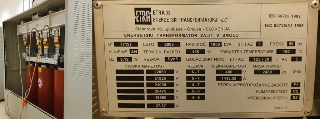 4.1 Sestavni deli transformatorja Vsak transformator sestavlja feromagnetno jedro ter navitja primarnega ter sekundarnega dela. Jedro je sestavljeno in stebrov in jarmov.