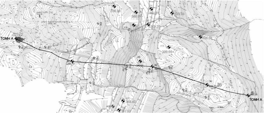 Figure 3 : Definition of the cross section AA oriented in the E-W direction.