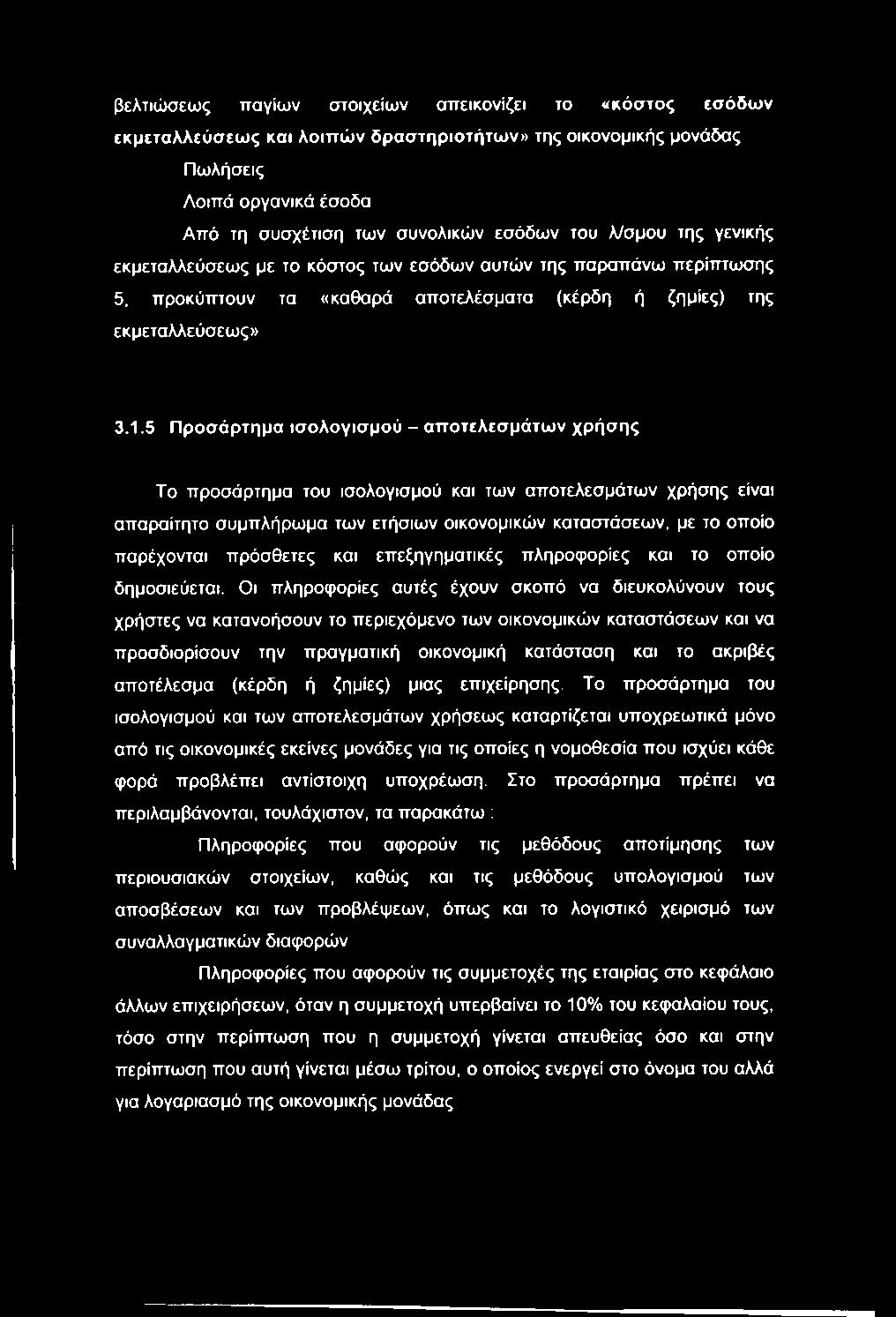 5 Προσάρτημα ισολογισμού - αποτελεσμάτων χρήσης Το προσάρτημα του ισολογισμού και των αποτελεσμάτων χρήσης είναι απαραίτητο συμπλήρωμα των ετήσιων οικονομικών καταστάσεων, με το οποίο παρέχονται