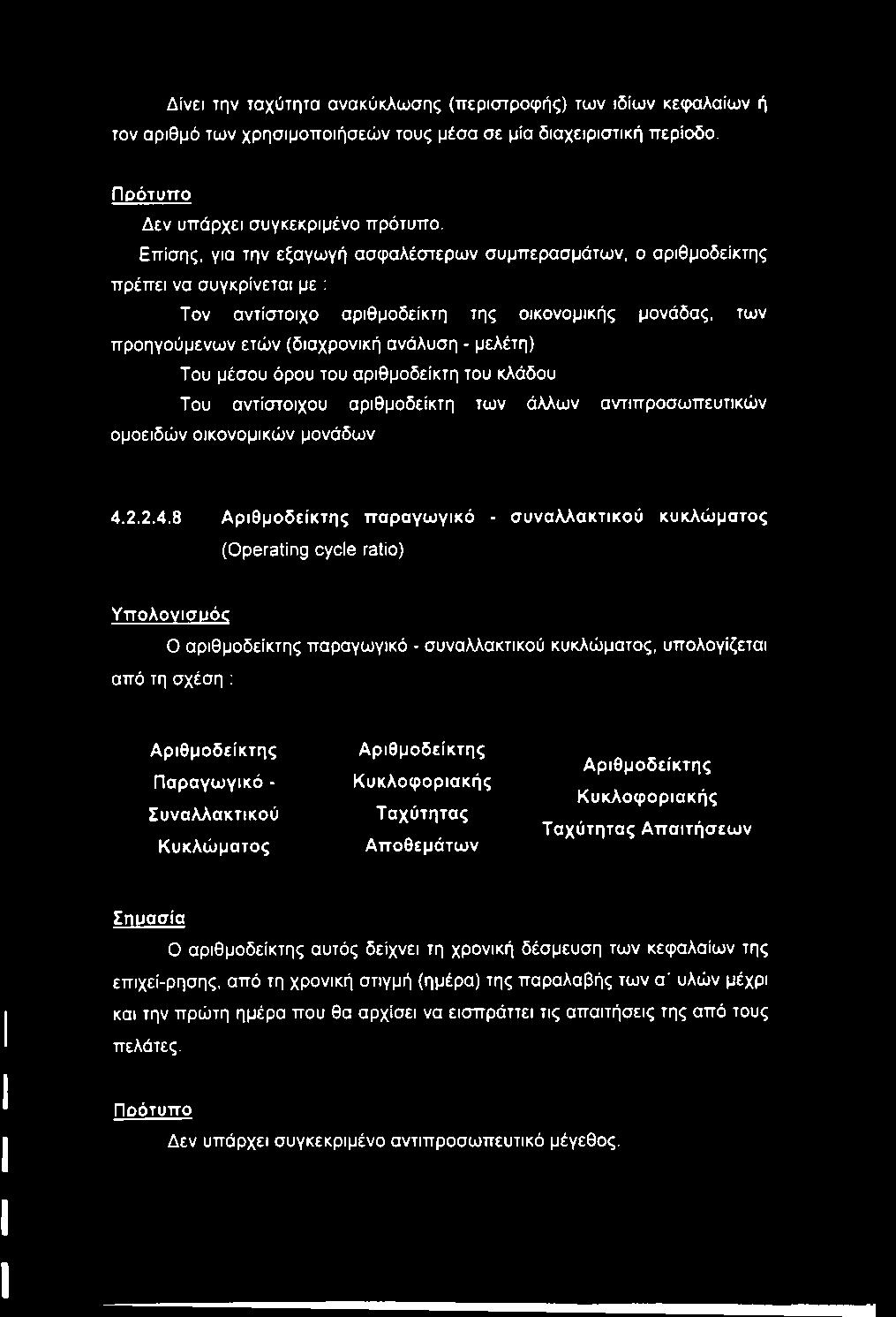 Δίνει την ταχύτητα ανακύκλωσης (περιστροφής) των ιδίων κεφαλαίων ή τον αριθμό των χρησιμοποιήσεών τους μέσα σε μία διαχειριστική περίοδο, Π ρ ό τ υ τ το Δεν υπάρχει συγκεκριμένο πρότυπο.