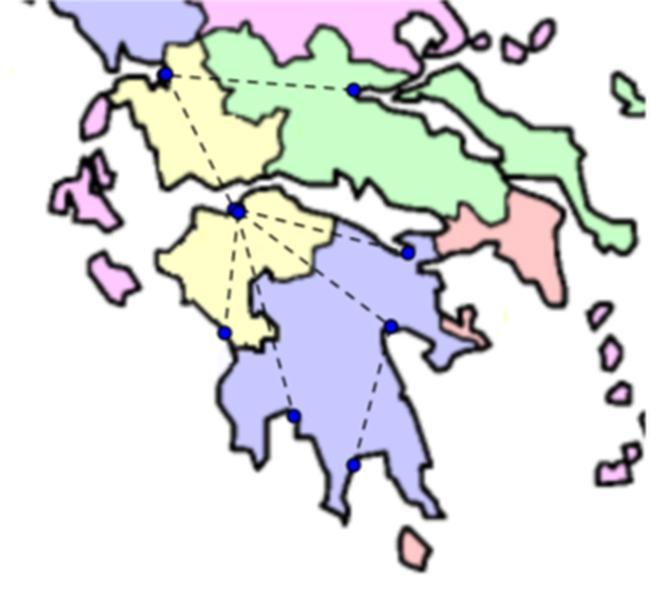 Πελοπόννησο, η νότια με τη βόρεια Πελοπόννησο και η ανατολική και δυτική Πελοπόννησος με τη βόρεια Πελοπόννησο Εικόνα 4-15 Σύνδεση παράκτιων περιοχών σε ίδιες ή γειτονικές περιφέρειες, εδώ